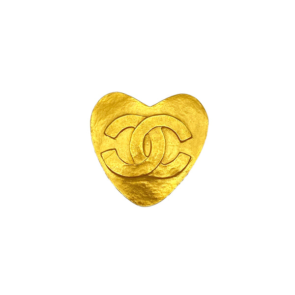 VINTAGE CHANEL COCOMARK BROOCH HEART GOLD ACCESSORY 95P 90325355