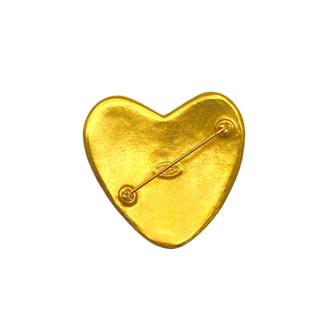 VINTAGE CHANEL COCOMARK BROOCH HEART GOLD ACCESSORY 95P 90325355