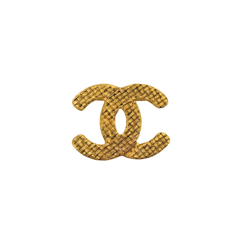 VINTAGE CHANEL COCOMARK BROOCH MATELASSE GOLD ACCESSORY 29 90324107