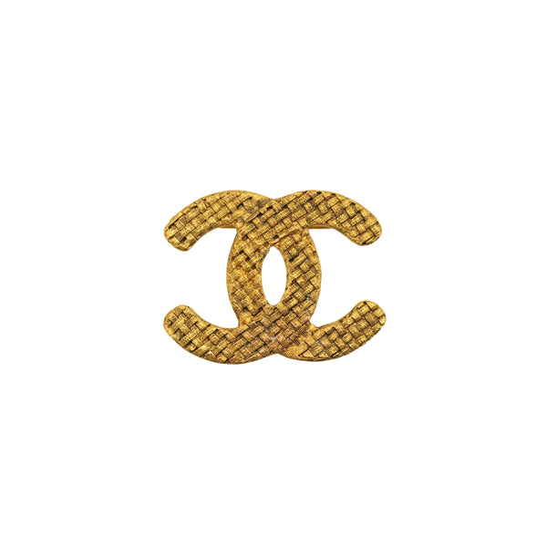 VINTAGE CHANEL COCOMARK BROOCH MATELASSE GOLD ACCESSORY 29 90324107
