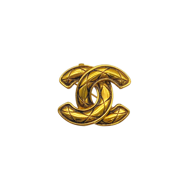 VINTAGE CHANEL COCOMARK BROOCH MATELASSE GOLD ACCESSORY 90325284
