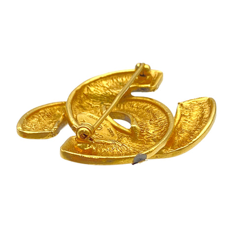 VINTAGE CHANEL COCOMARK BROOCH MATELASSE GOLD ACCESSORY 90325284