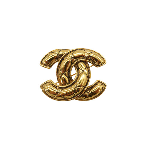 VINTAGE CHANEL COCOMARK BROOCH MATELASSE GOLD ACCESSORY 90326603