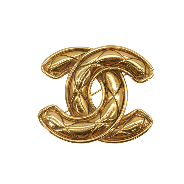 VINTAGE CHANEL COCOMARK BROOCH MATELASSE GOLD ACCESSORY 90335312