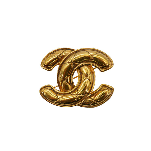 VINTAGE CHANEL COCOMARK BROOCH MATELASSE GOLD ACCESSORY 90335743