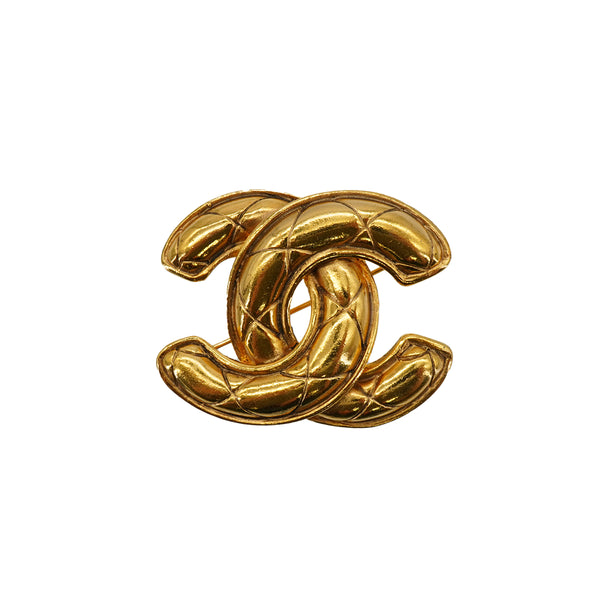 VINTAGE CHANEL COCOMARK BROOCH MATELASSE GOLD ACCESSORY 90335743