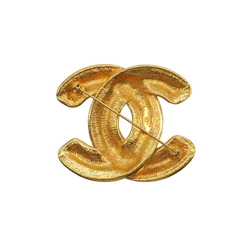 VINTAGE CHANEL COCOMARK BROOCH MATELASSE GOLD ACCESSORY 90337699