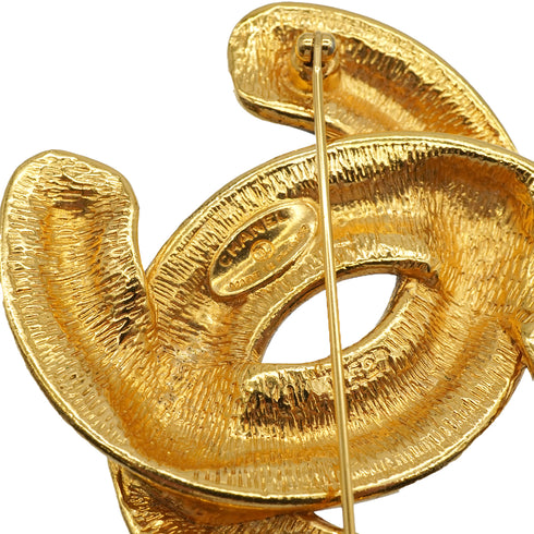 VINTAGE CHANEL COCOMARK BROOCH MATELASSE GOLD ACCESSORY 90337699