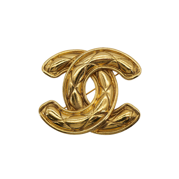 VINTAGE CHANEL COCOMARK BROOCH MATELASSE GOLD ACCESSORY 90324102