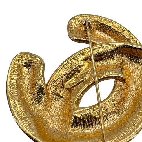 VINTAGE CHANEL COCOMARK BROOCH MATELASSE GOLD ACCESSORY 90324102