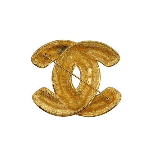 VINTAGE CHANEL COCOMARK BROOCH MATELASSE GOLD ACCESSORY 90324105