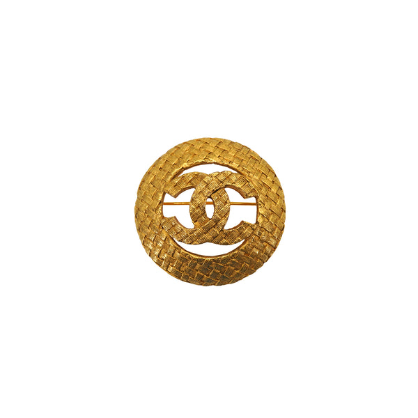 VINTAGE CHANEL COCOMARK BROOCH ROUND GOLD ACCESSORY 29 90331831