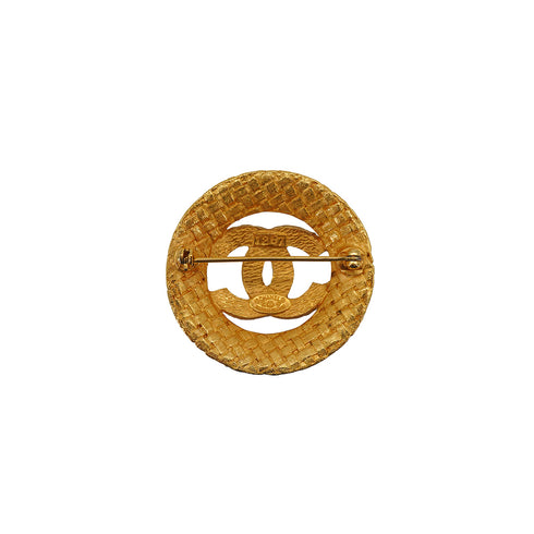 VINTAGE CHANEL COCOMARK BROOCH ROUND GOLD ACCESSORY 29 90331831