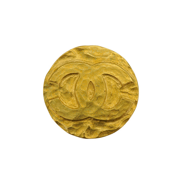VINTAGE CHANEL COCOMARK BROOCH ROUND GOLD ACCESSORY 94A 90326878