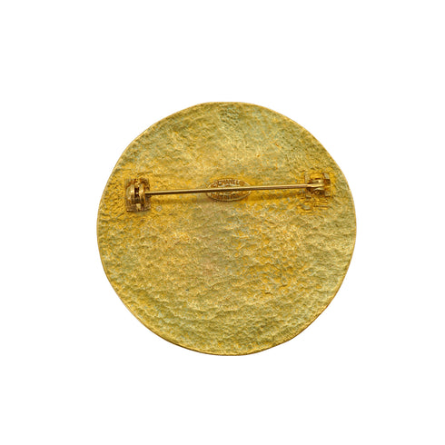 VINTAGE CHANEL COCOMARK BROOCH ROUND GOLD ACCESSORY 94A 90326878