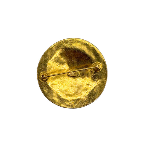 VINTAGE CHANEL COCOMARK BROOCH ROUND GOLD ACCESSORY 94A 90328944