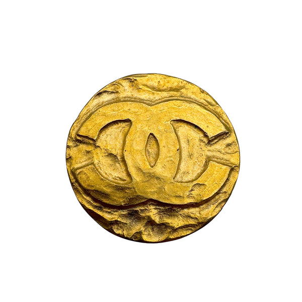 VINTAGE CHANEL COCOMARK BROOCH ROUND GOLD ACCESSORY 95A 90328951