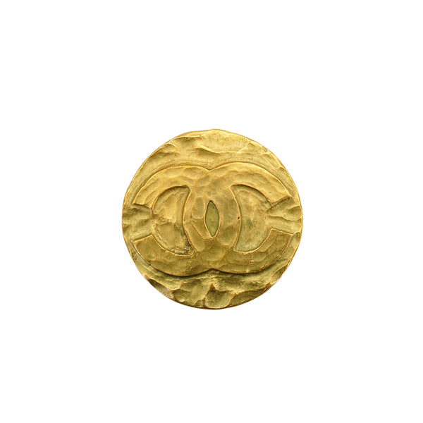 VINTAGE CHANEL COCOMARK BROOCH ROUND GOLD ACCESSORY 95P 90326646