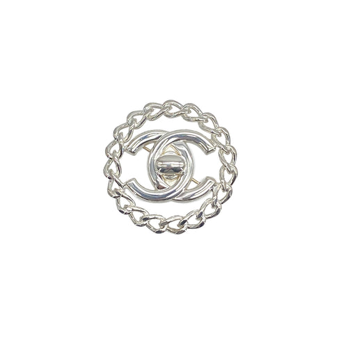 VINTAGE CHANEL COCOMARK BROOCH SILVER ACCESSORY 97A 90328004