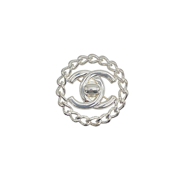 VINTAGE CHANEL COCOMARK BROOCH SILVER ACCESSORY 97A 90328004