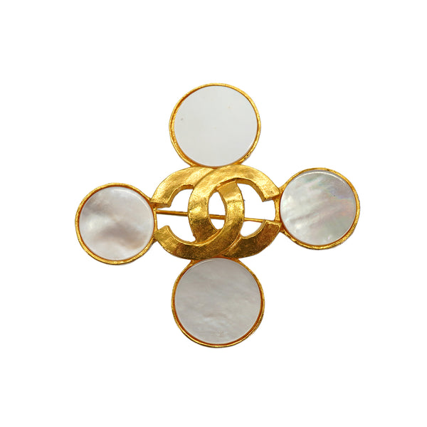 VINTAGE CHANEL COCOMARK BROOCH WHITE GOLD ACCESSORY 95A 90334235