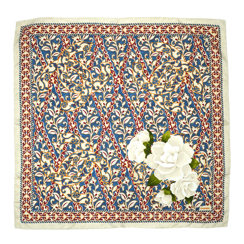 VINTAGE CHANEL COCOMARK CAMELLIA SCARF MULTICOLOR SILK 90331387