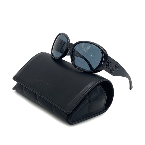 VINTAGE CHANEL COCOMARK CAMELLIA SUNGLASSES BLACK EYEWEAR 90324630