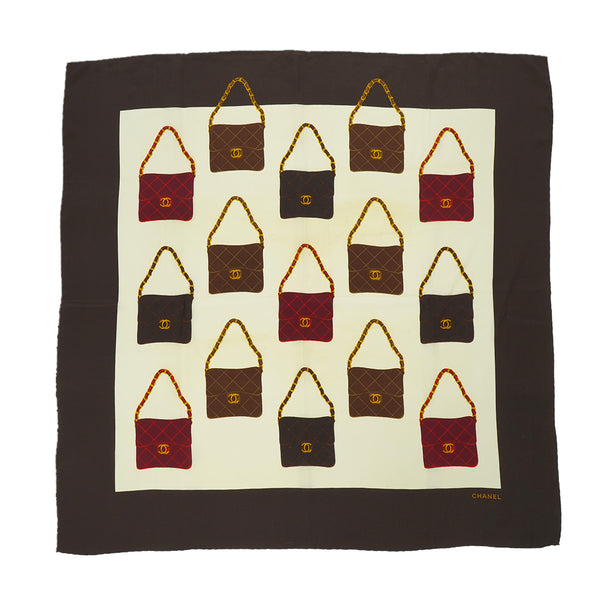 VINTAGE CHANEL COCOMARK CHAIN BAG PATTERN SCARF BROWN SILK 90326625