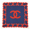 VINTAGE CHANEL COCOMARK CHAIN MOTIF SCARF NAVY RED WHITE SILK 90340532