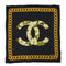 VINTAGE CHANEL COCOMARK CHAIN PATTERN SCARF FLOWER BLACK SILK 90328018