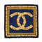 VINTAGE CHANEL COCOMARK CHAIN PATTERN SCARF NAVY GOLD SILK 90322148