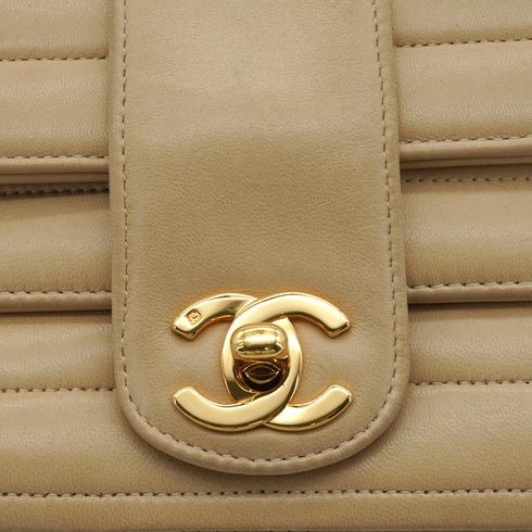 VINTAGE CHANEL COCOMARK CHAIN SHOULDER BAG BEIGE LAMB SKIN GOLD HARDWARE 90350354