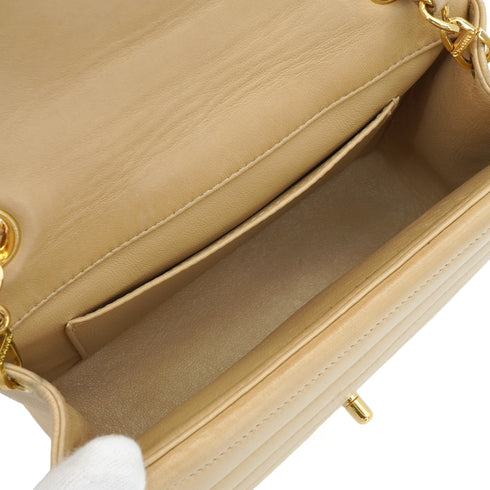 VINTAGE CHANEL COCOMARK CHAIN SHOULDER BAG BEIGE LAMB SKIN GOLD HARDWARE 90350354