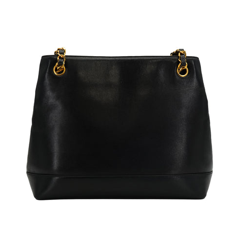 VINTAGE CHANEL COCOMARK CHAIN SHOULDER BAG BLACK LAMB SKIN GOLD HARDWARE 90335547