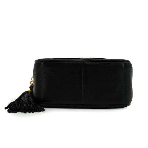 VINTAGE CHANEL COCOMARK CHAIN SHOULDER BAG BLACK LAMB SKIN GOLD HARDWARE 90335826