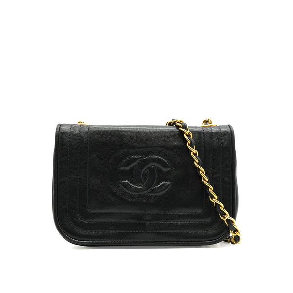 VINTAGE CHANEL COCOMARK CHAIN SHOULDER BAG BLACK LAMB SKIN GOLD HARDWARE 90343020