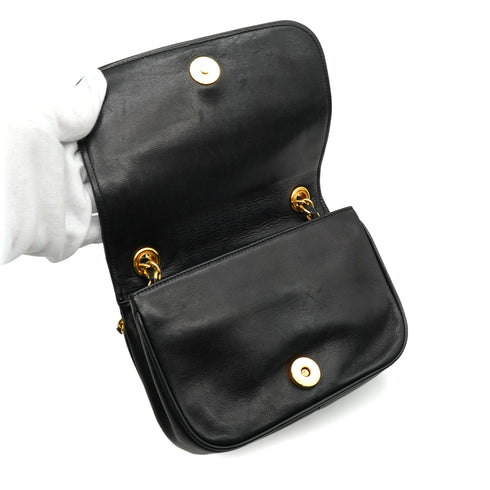 VINTAGE CHANEL COCOMARK CHAIN SHOULDER BAG BLACK LAMB SKIN GOLD HARDWARE 90343020