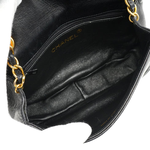 VINTAGE CHANEL COCOMARK CHAIN SHOULDER BAG BLACK LAMB SKIN GOLD HARDWARE 90343020