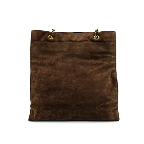 VINTAGE CHANEL COCOMARK CHAIN SHOULDER BAG BROWN SUEDE GOLD HARDWARE 90340916