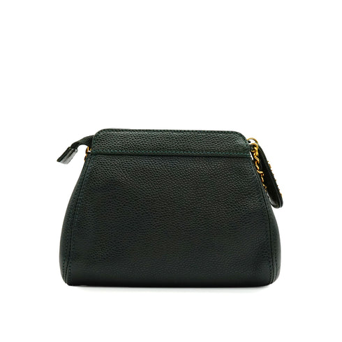 VINTAGE CHANEL COCOMARK CHAIN SHOULDER BAG GREEN CAVIAR SKIN GOLD HARDWARE 90341714