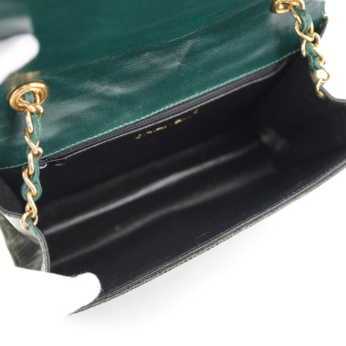 VINTAGE CHANEL COCOMARK CHAIN SHOULDER BAG GREEN LIZARD GOLD HARDWARE 90334868