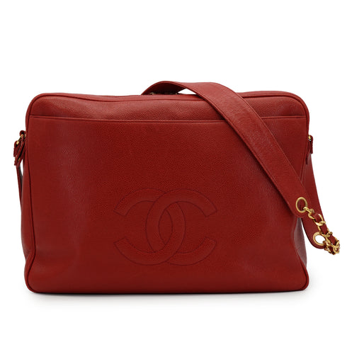 VINTAGE CHANEL COCOMARK CHAIN SHOULDER BAG RED CAVIAR SKIN GOLD HARDWARE 90346121