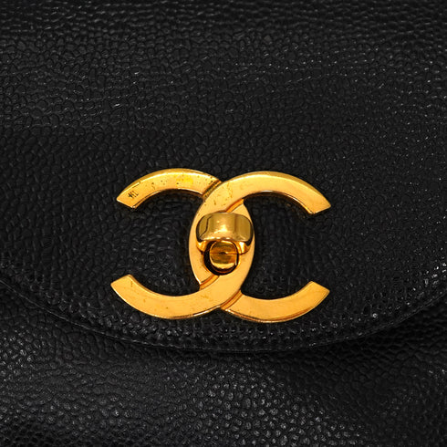 VINTAGE CHANEL COCOMARK CHAIN SHUOLDER BAG BLACK CAVIAR SKIN GOLD HARDWARE 90346143