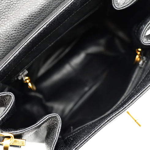 VINTAGE CHANEL COCOMARK CHAIN SHUOLDER BAG BLACK CAVIAR SKIN GOLD HARDWARE 90346143