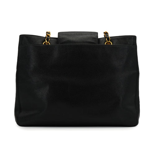 VINTAGE CHANEL COCOMARK CHAIN TOTE BAG BLACK CAVIAR SKIN GOLD HARDWARE 90335825