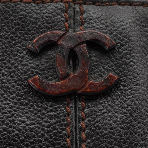 VINTAGE CHANEL COCOMARK CHAIN TOTE BAG DARK BROWN LEATHER PLASTIC HARDWARE 90340362