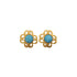 VINTAGE CHANEL COCOMARK CLOVER MOTIF EARRINGS TURQUOISE BLUE GOLD ACCESSORY 95P 90323475