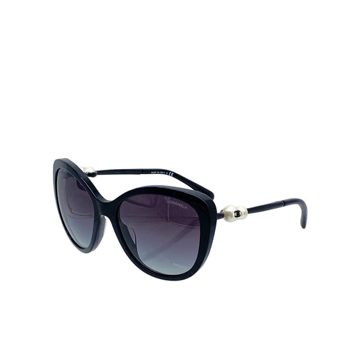 VINTAGE CHANEL COCOMARK DOUBLE FAUX PEARL SUNGLASSES BLACK EYEWEAR 90324632