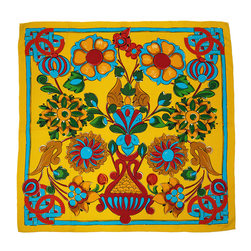 VINTAGE CHANEL COCOMARK FLOWER PATTERN SCARF MULTICOLOR SILK 90326714