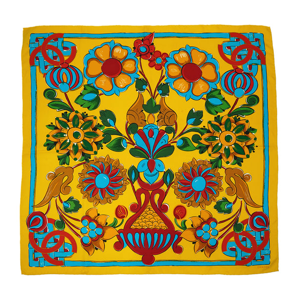 VINTAGE CHANEL COCOMARK FLOWER PATTERN SCARF MULTICOLOR SILK 90326714